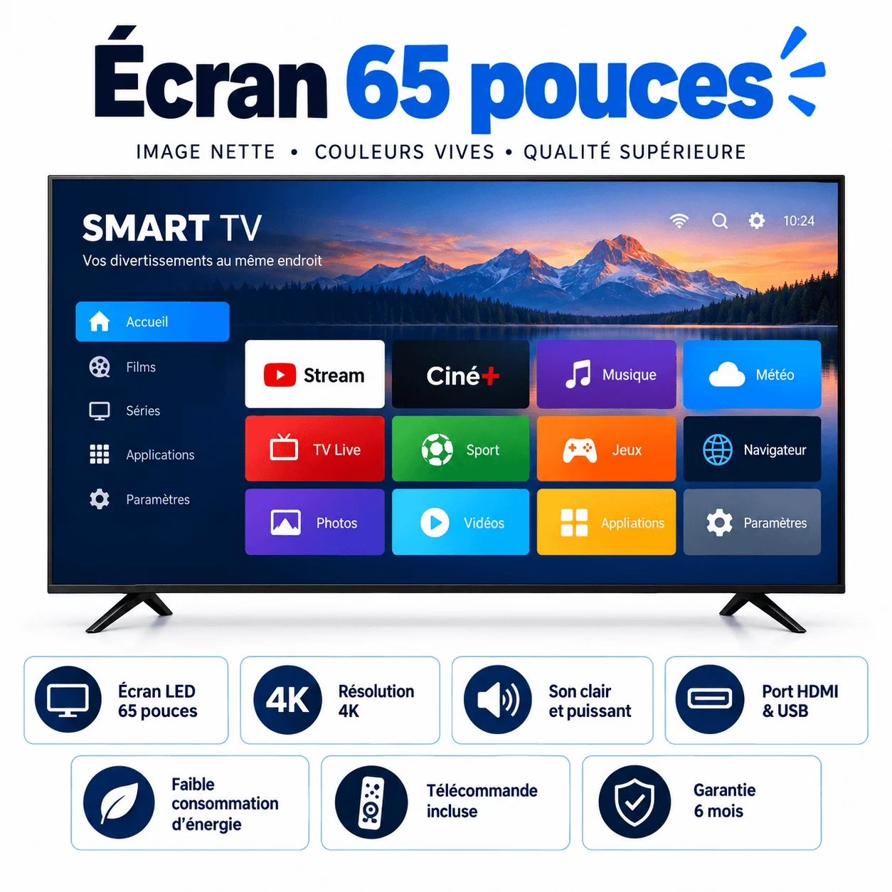 Télé so ayeke na 65 pouce 4K
