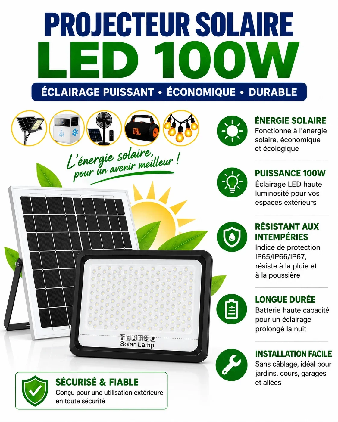 100W LED Solar Floodlight