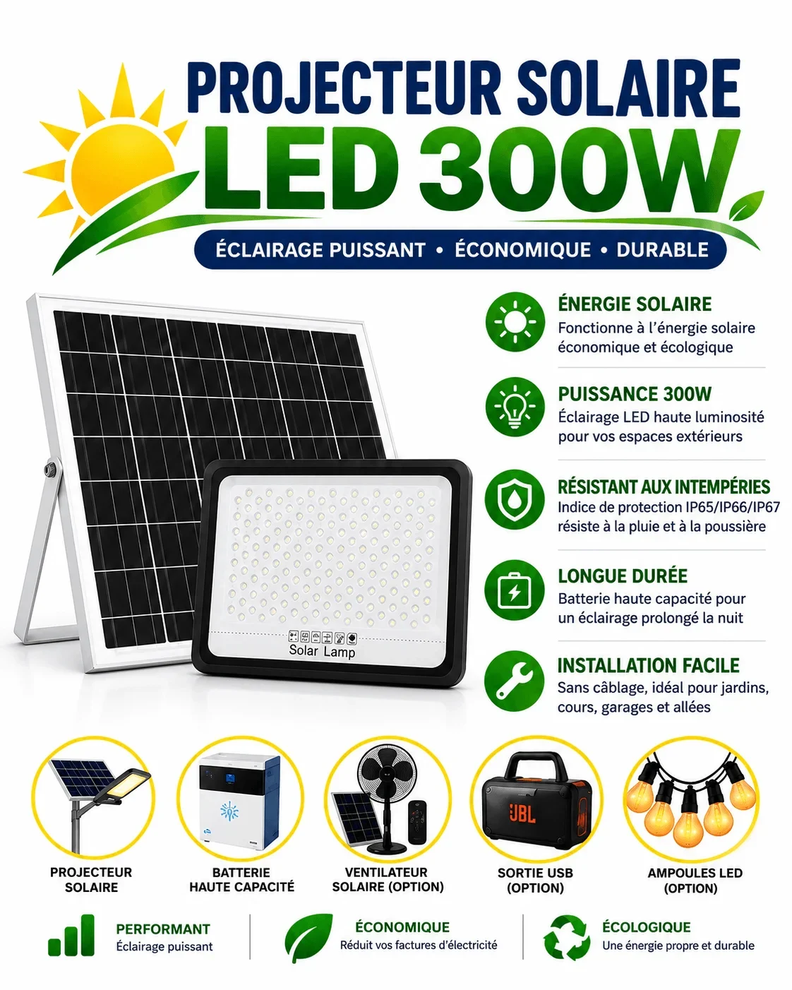 300W LED Solar Floodlight