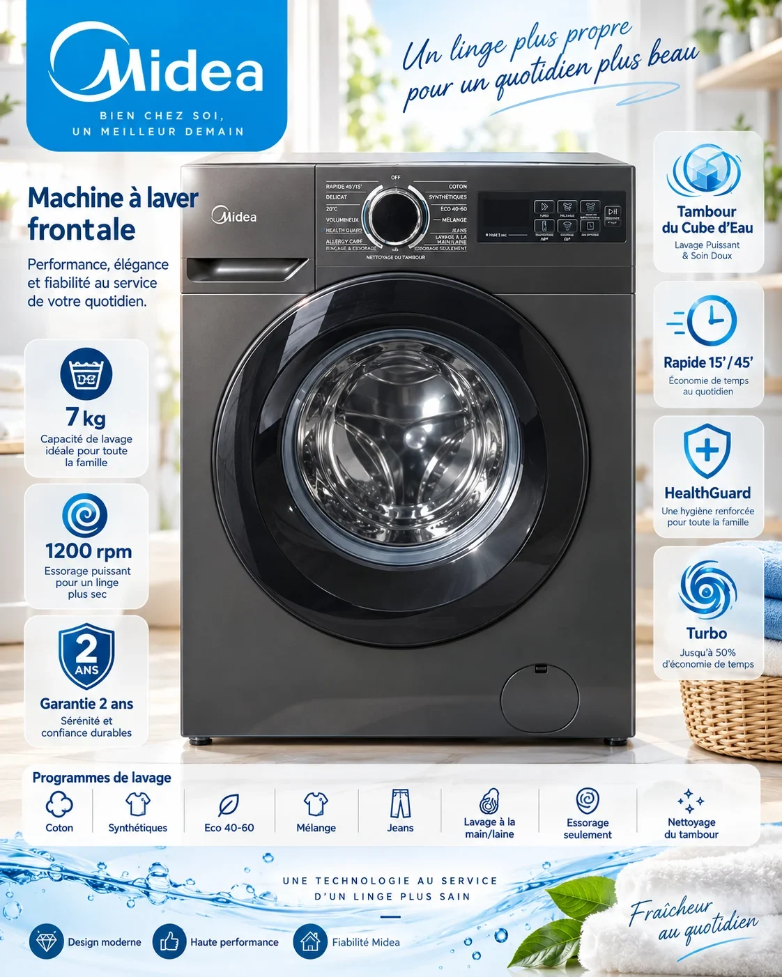Midea 7Kg front washing machine