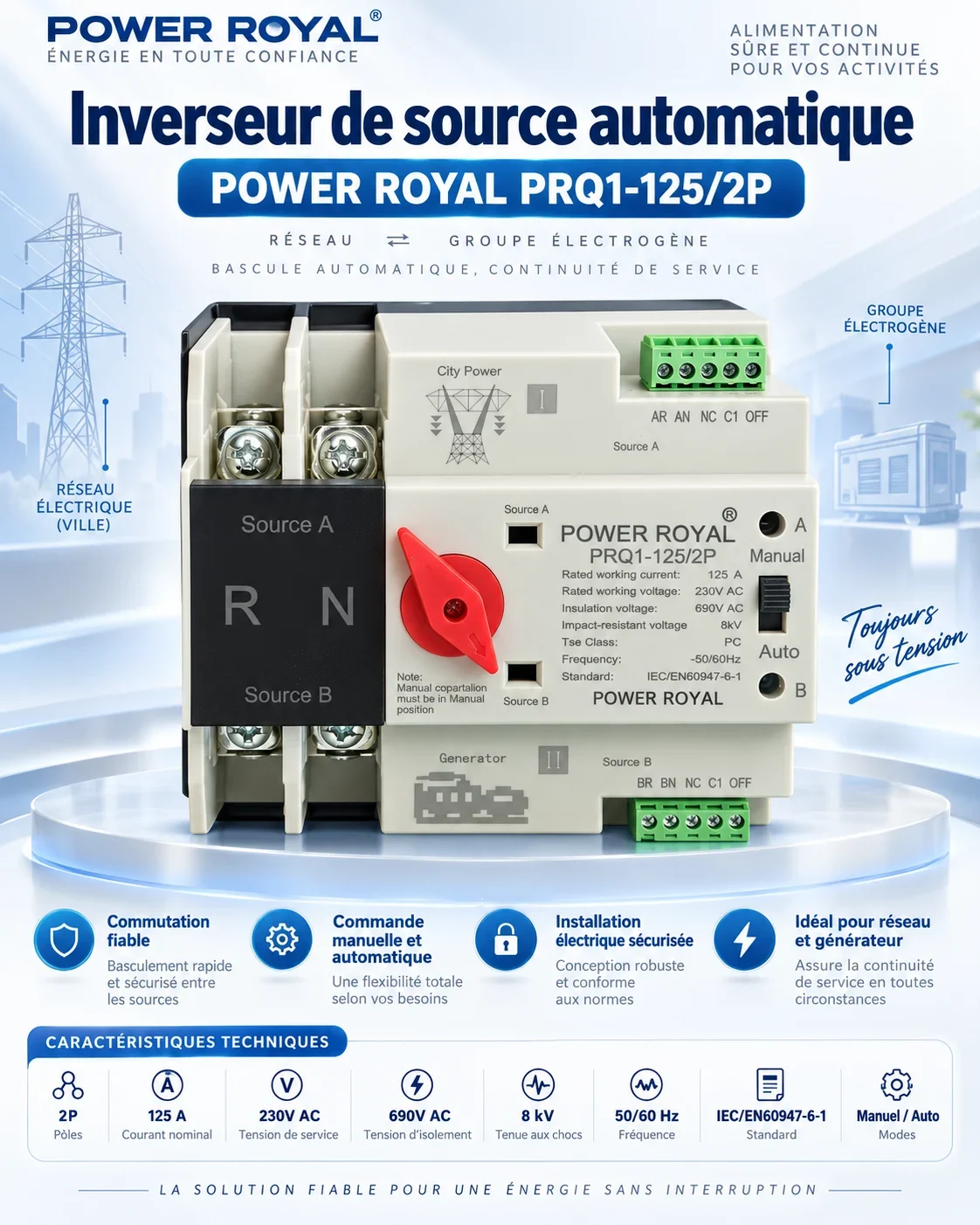 125/2P A-interrupteur ti transfert automatique