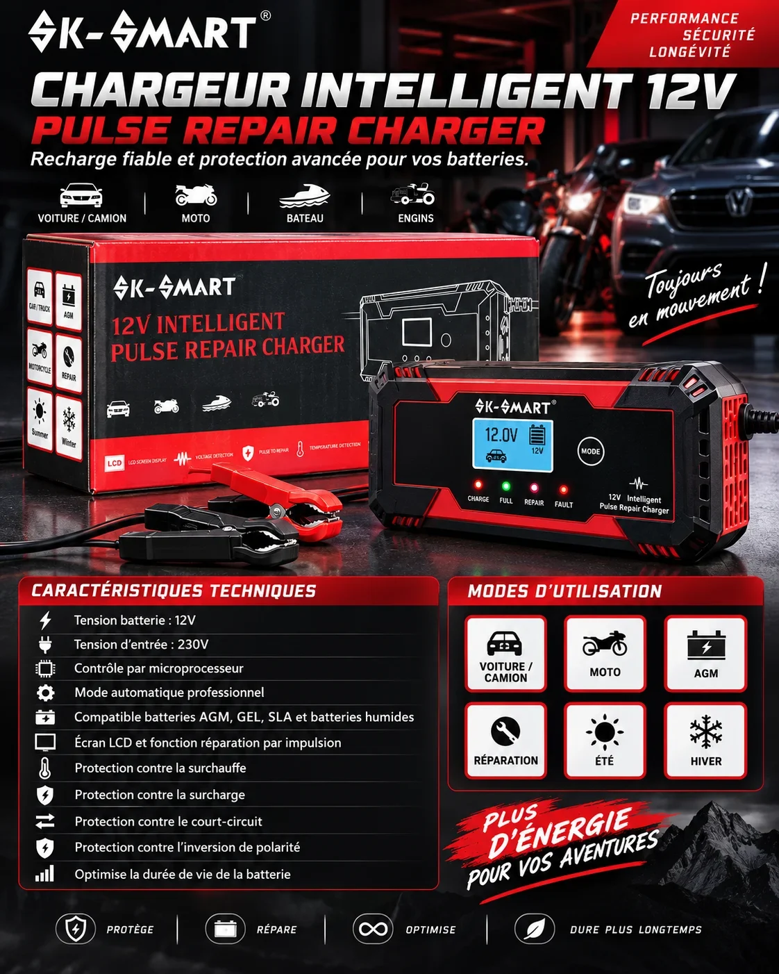 K-SMART 12V Smart Battery Charger