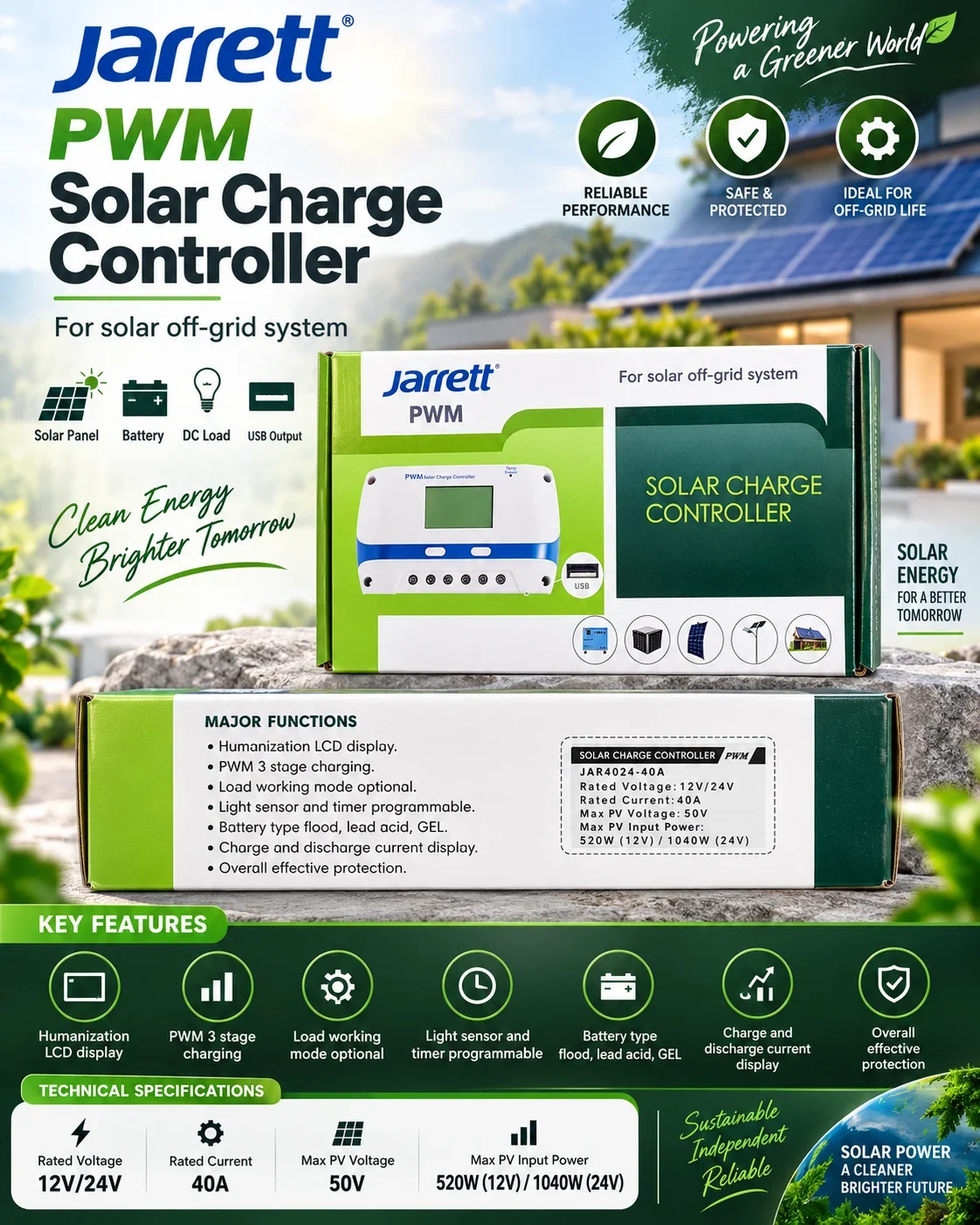 Jarrett PWM Solar Charge Controller