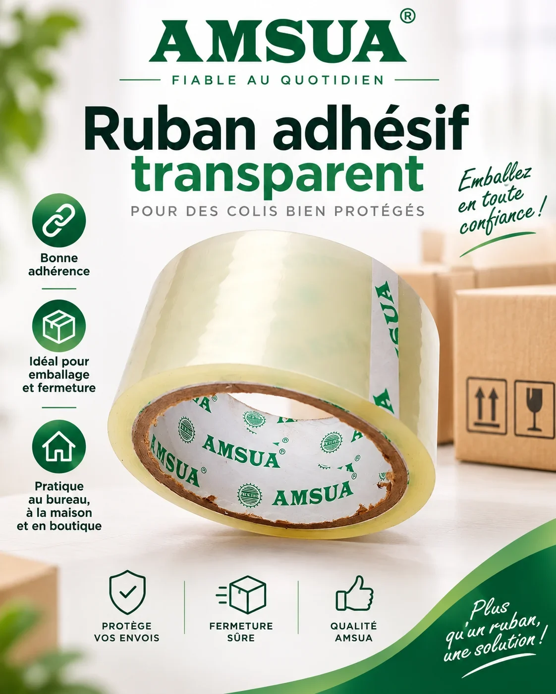 AMSUA Bande adhésif clair