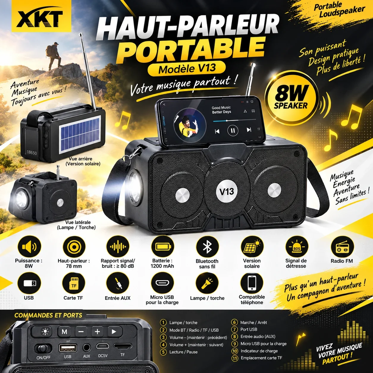 XKT Modèle ti haut-parleur portable V13