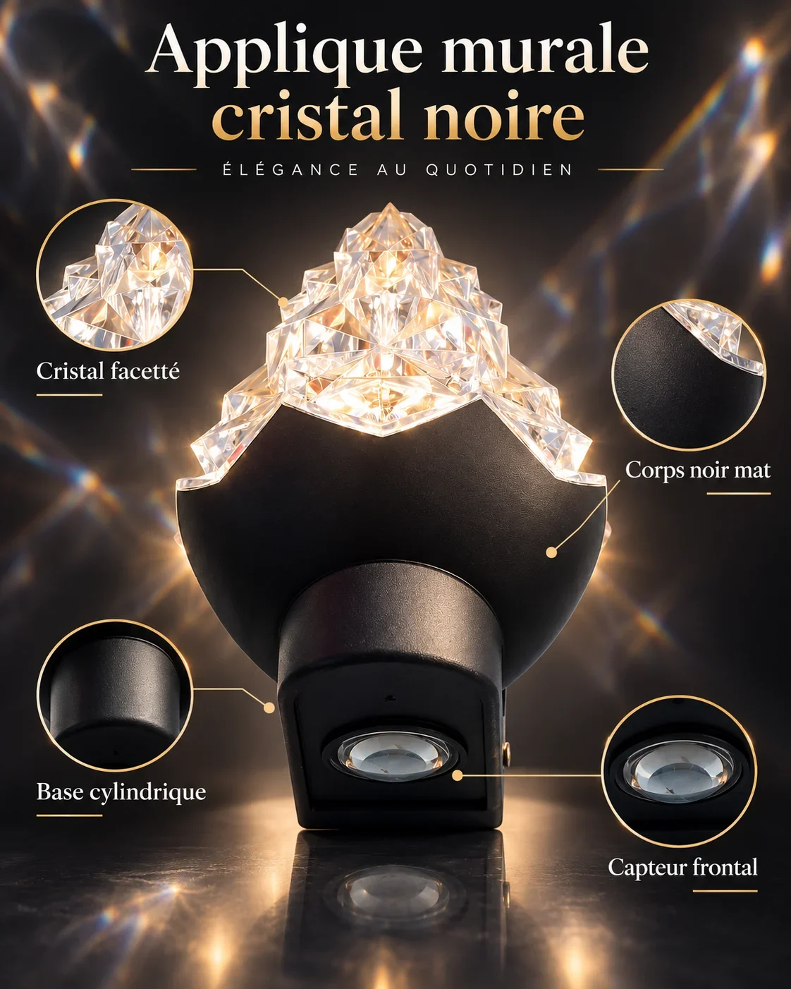 lampe ti mur ti cristal ti noir
