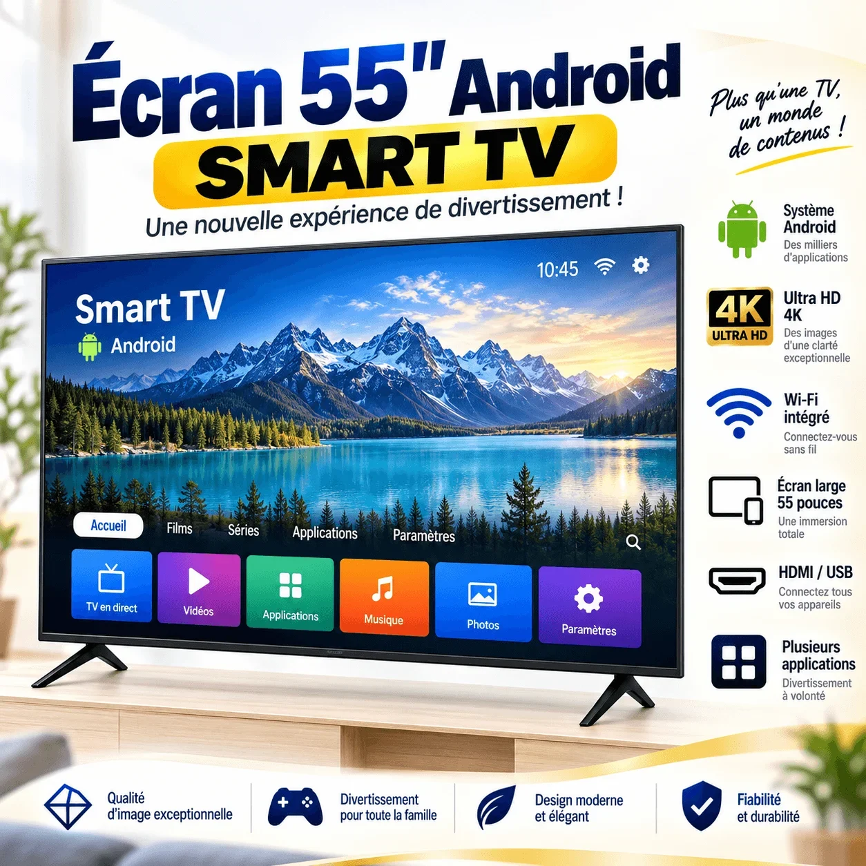 55" Android Smart TV - 4K Ultra HD