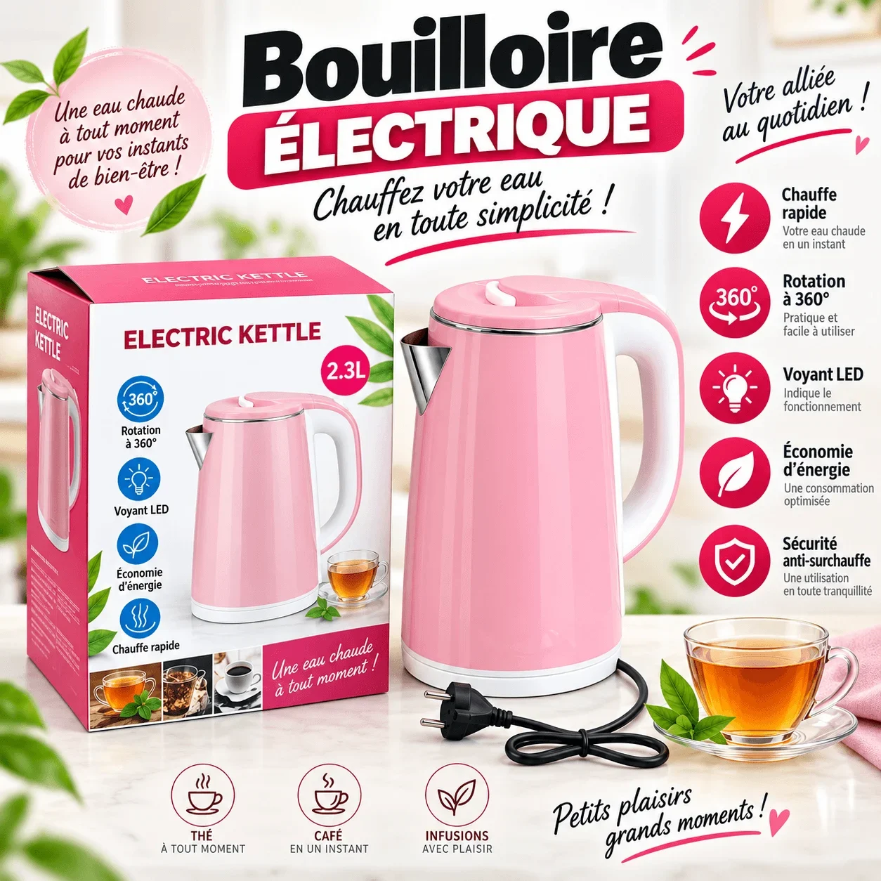 Pink electric kettle