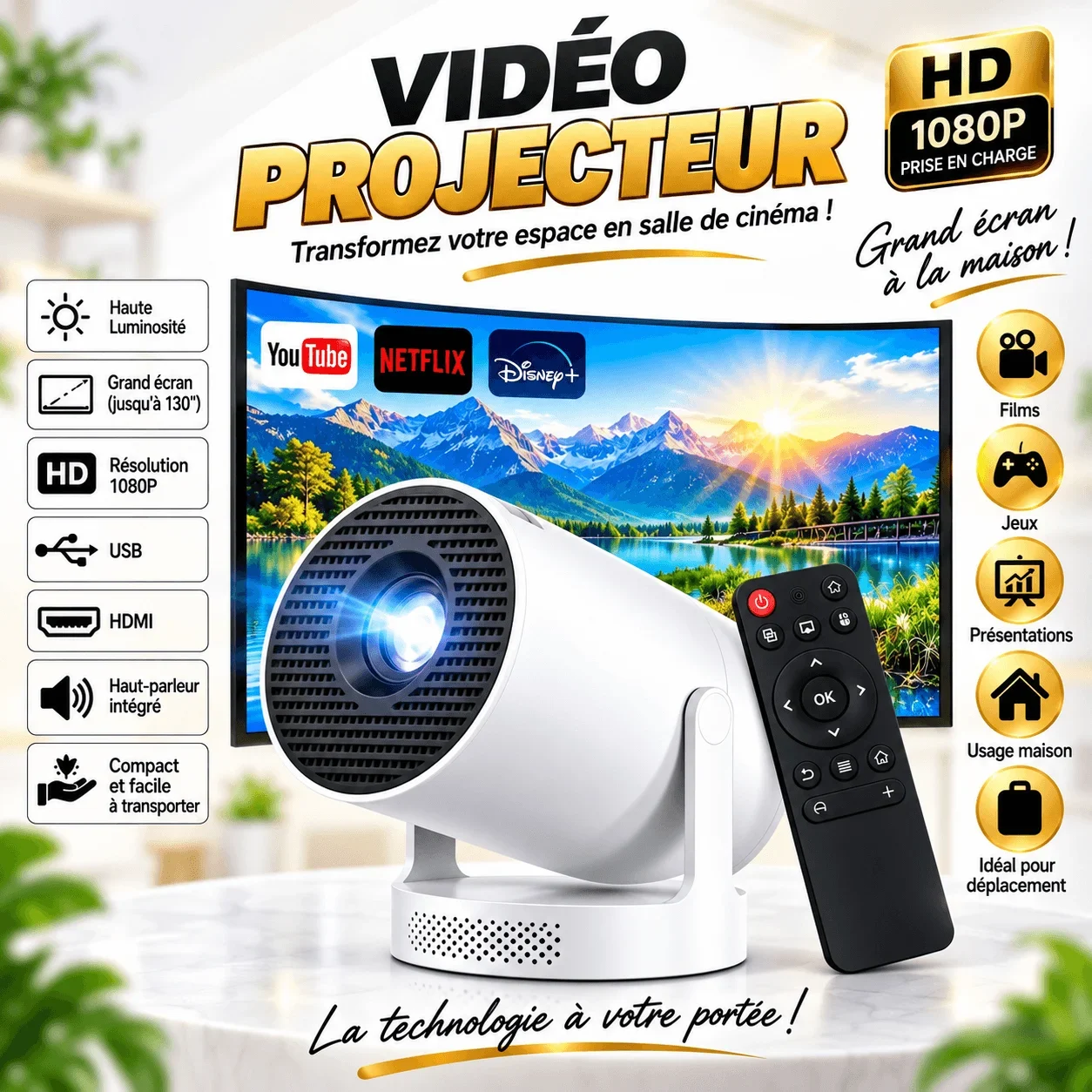High-definition video projector