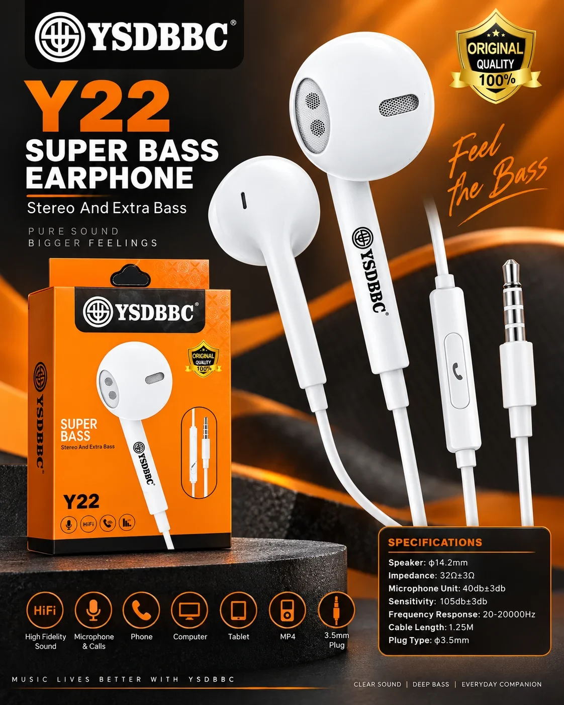 YSDBBC Y22 Super Bass Earphones
