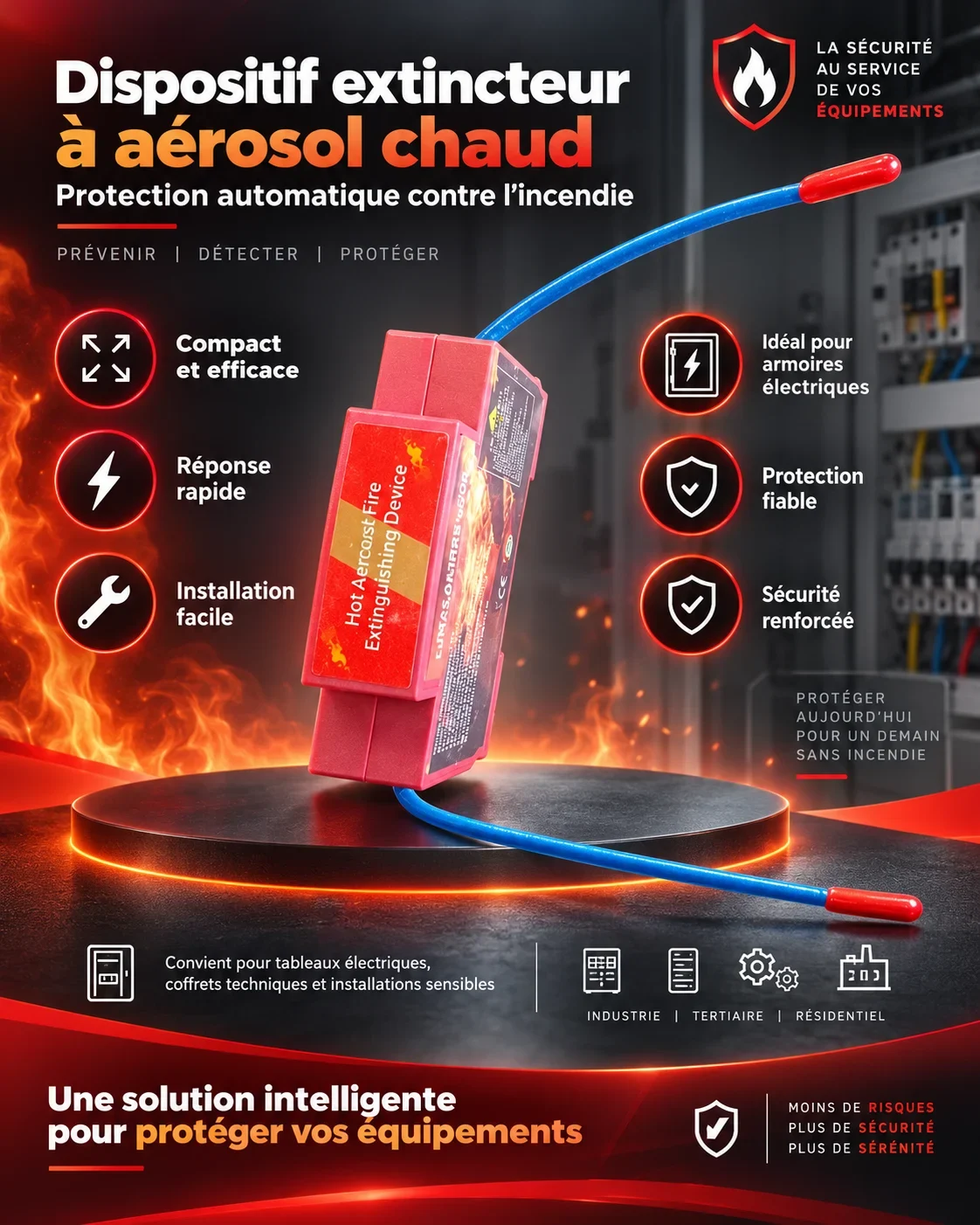 Hot aerosol fire extinguisher