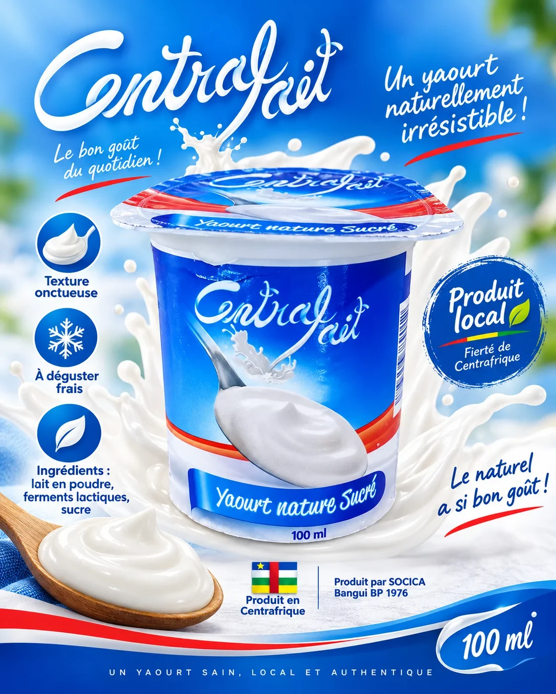 Centrafait Sweetened Plain Yogurt