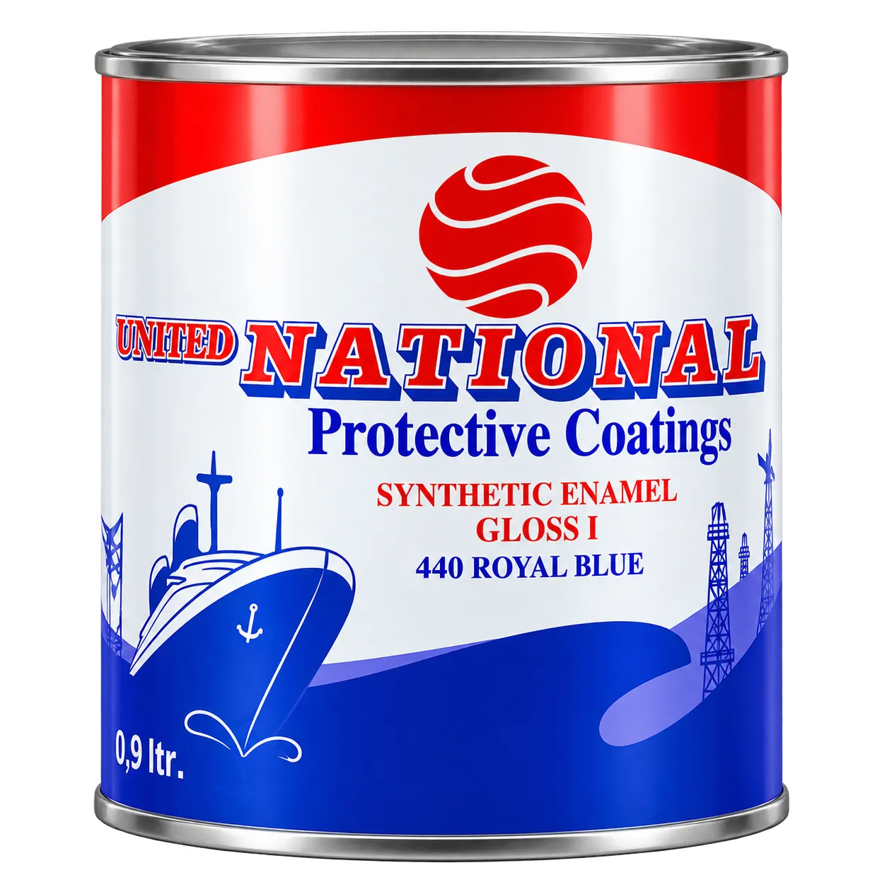 Peinture émail synthétique United National, couleur blanc brillant – 0,9 L