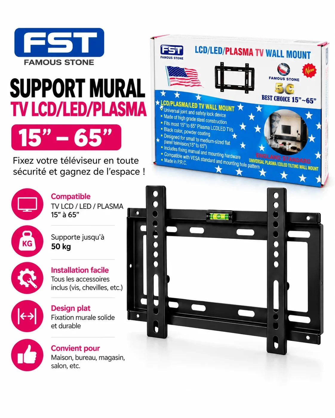 Support Mural de Télévision FST