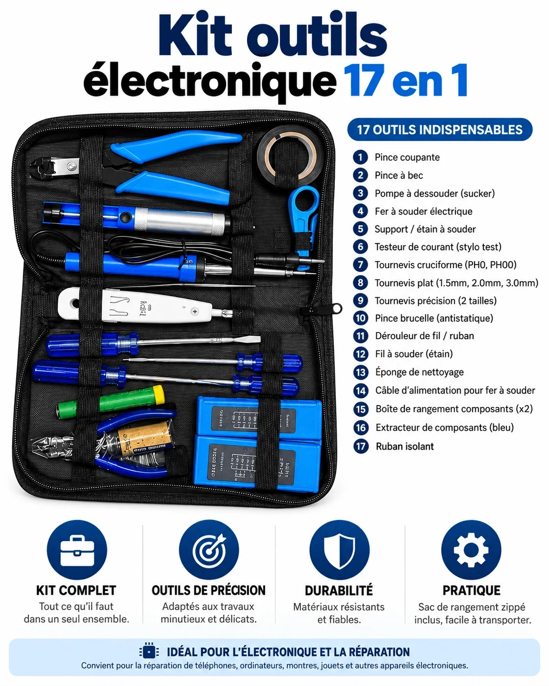 Kit d'Outils Électronique 17 en 1