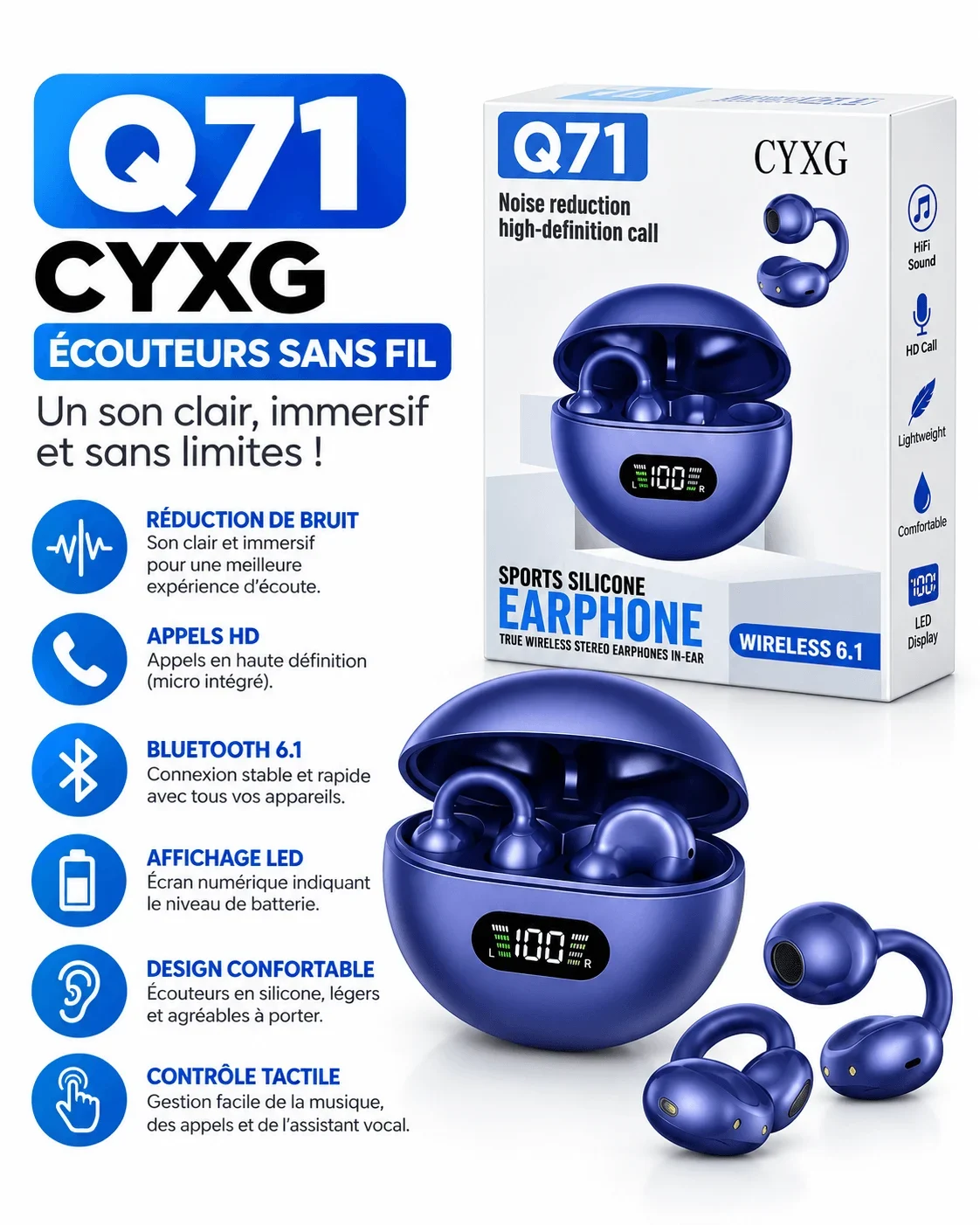 Écouteurs sans fil Q71 CYXG