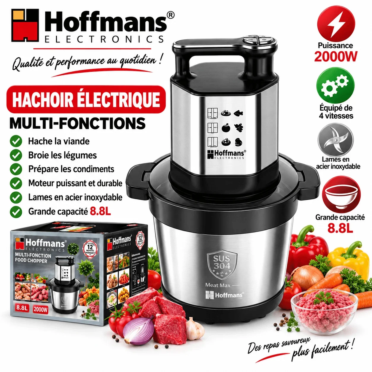 Hachoir Électrique Hoffmans Electronics - Meat Max