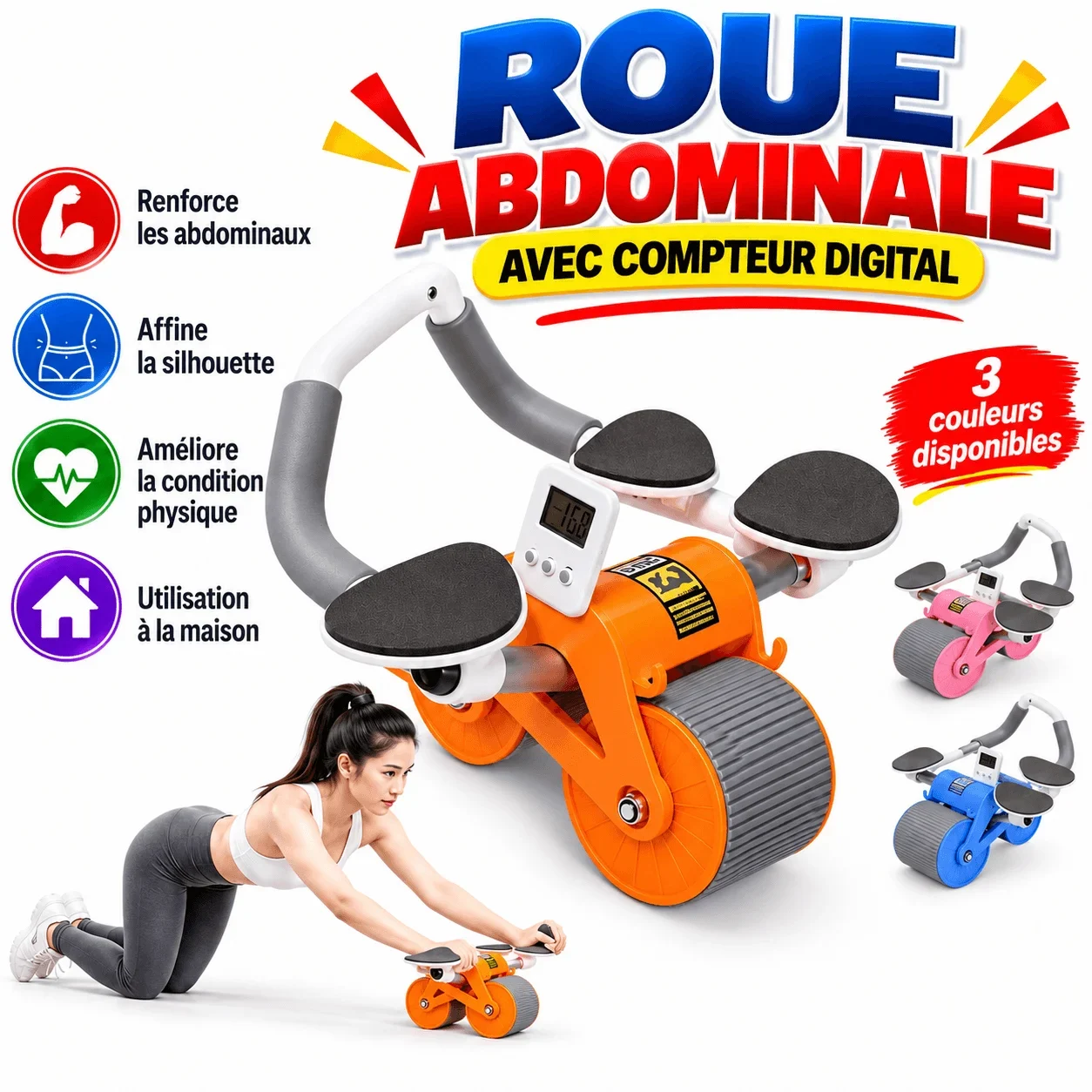 Abdominal wheel with digital counter
