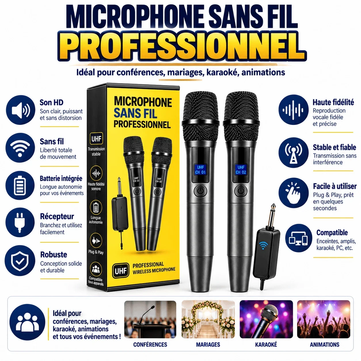 Microphone Sans Fil Professionnel