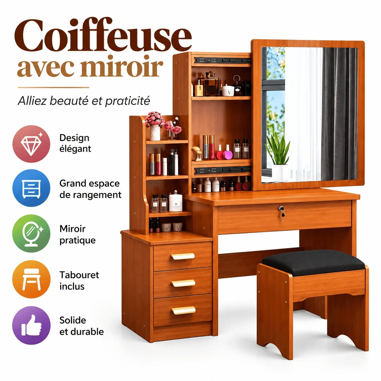 Table ti bongo na miroir